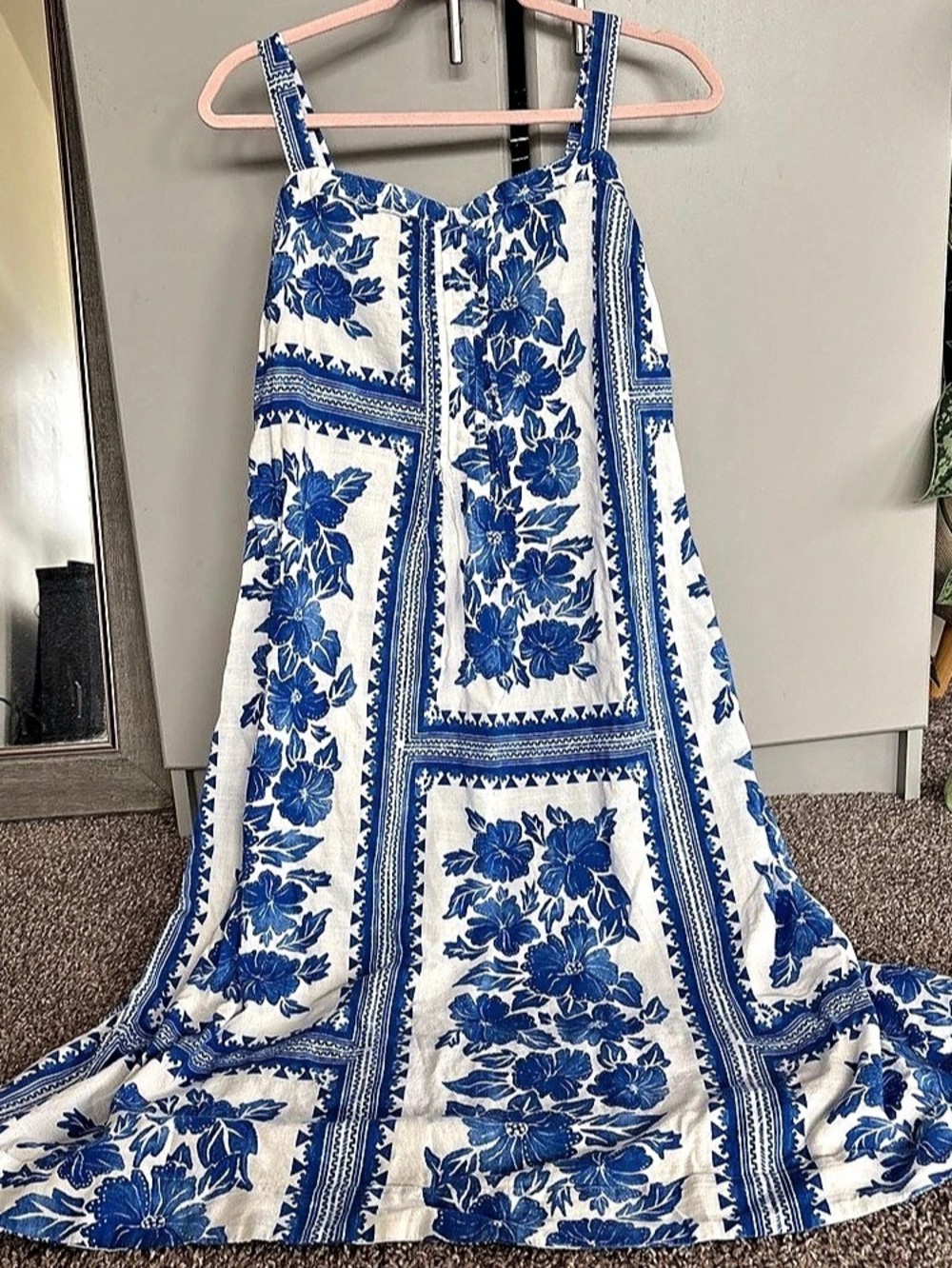Sonoma Goods For Life Women's Blue Floral Maxi Dress Size PL